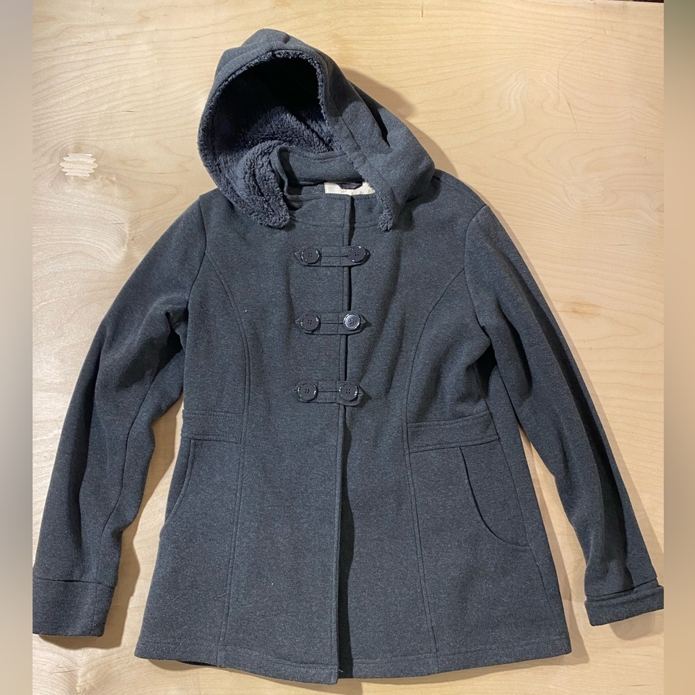 Bestow Women's Gray Hooded Coat Medium (PY)